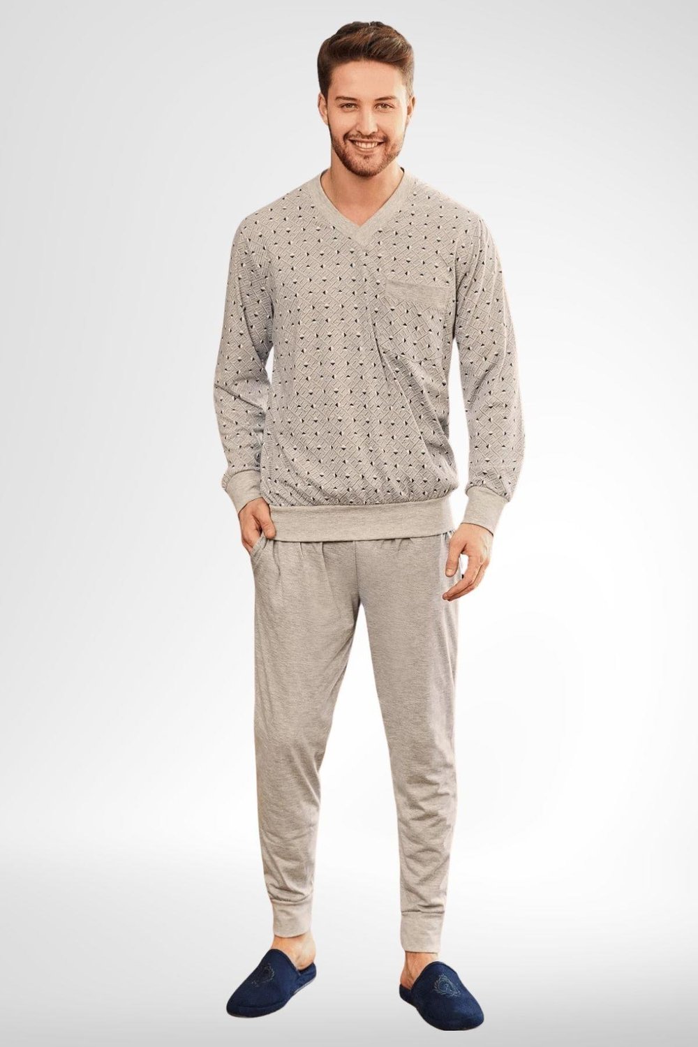 By Mecit PijamaBy Mecit 2757 Gri Büyük Beden Erkek Pijama Takımı