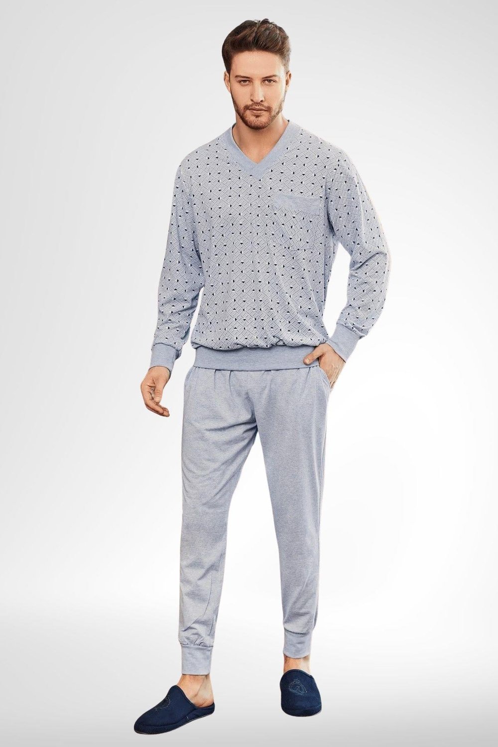 By Mecit PijamaBy Mecit 2757 Mavi Büyük Beden Erkek Pijama Takımı