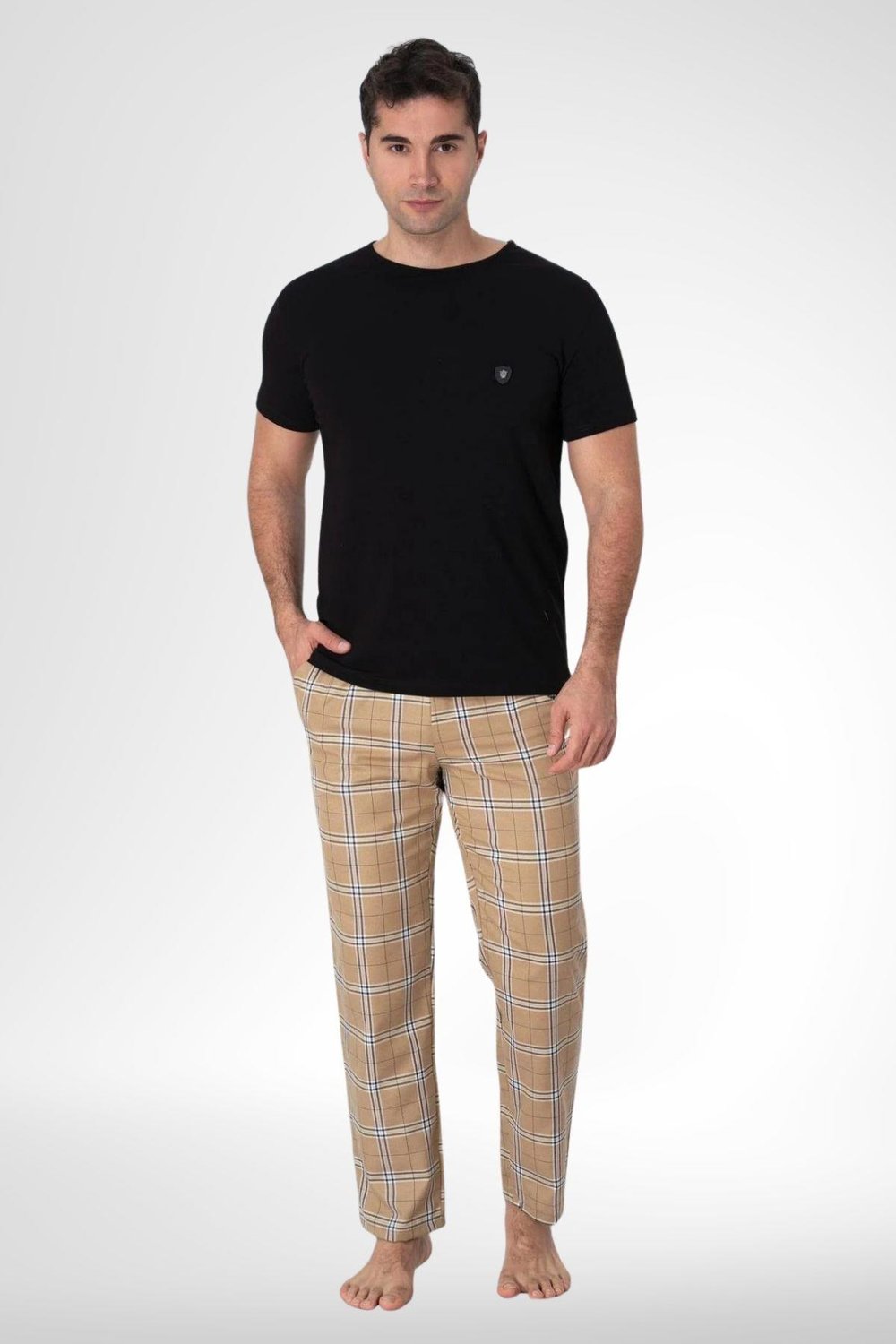 MECİT PİJAMAMecit 2909 Siyah Ekoseli Erkek Büyük Beden Pijama Takımı