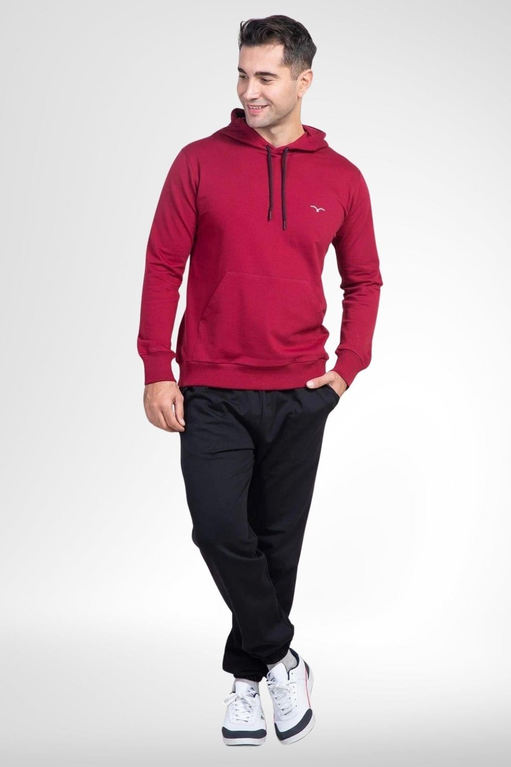 MECİT PİJAMAMecit 2975 Bordo %100 Pamuk Kapüşonlu Spor Model Büyük Beden Erkek Pijama Takımı