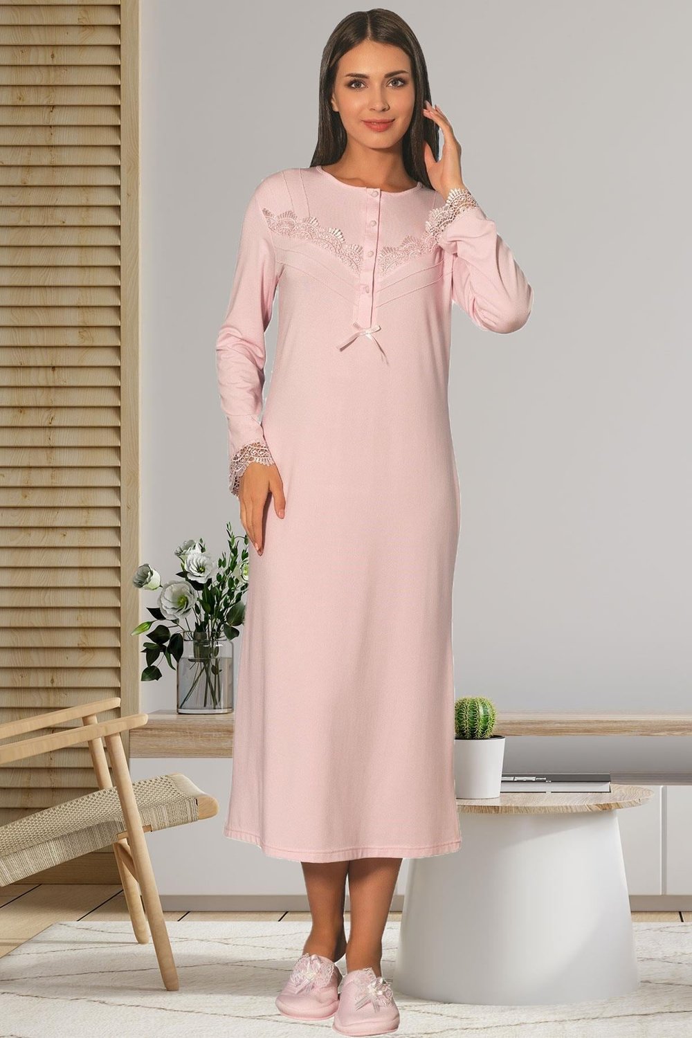 Mecit 5135 Pembe Kadın Gecelik