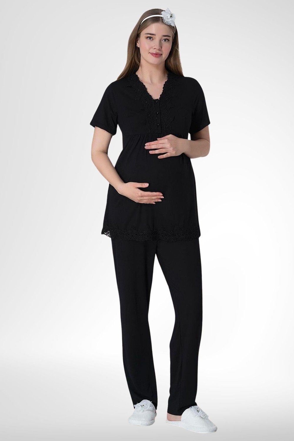 MECİT PİJAMAMecit 6008 Siyah Hamile Lohusa Pijama Takımı