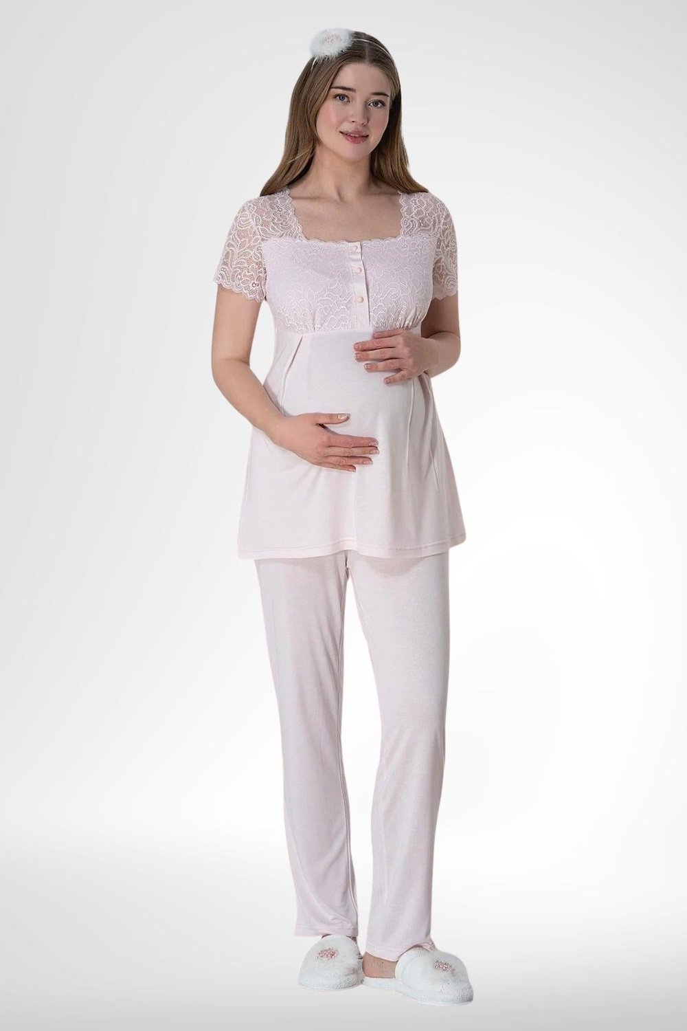 MECİT PİJAMAMecit 6010 Pembe Dantelli Hamile Lohusa Pijama Takımı