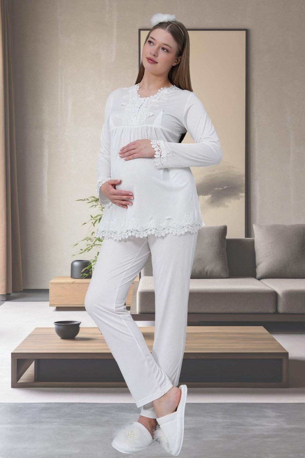 Mecit PijamaMecit Ekru 1501 Hamile Lohusa Pijama Takımı
