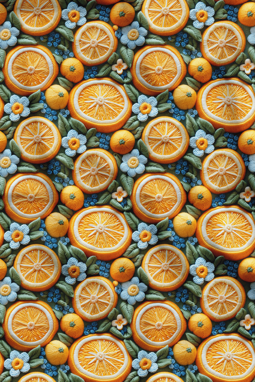 3D Çiçekli Limon Desenli Dijital Baskılı Kumaş