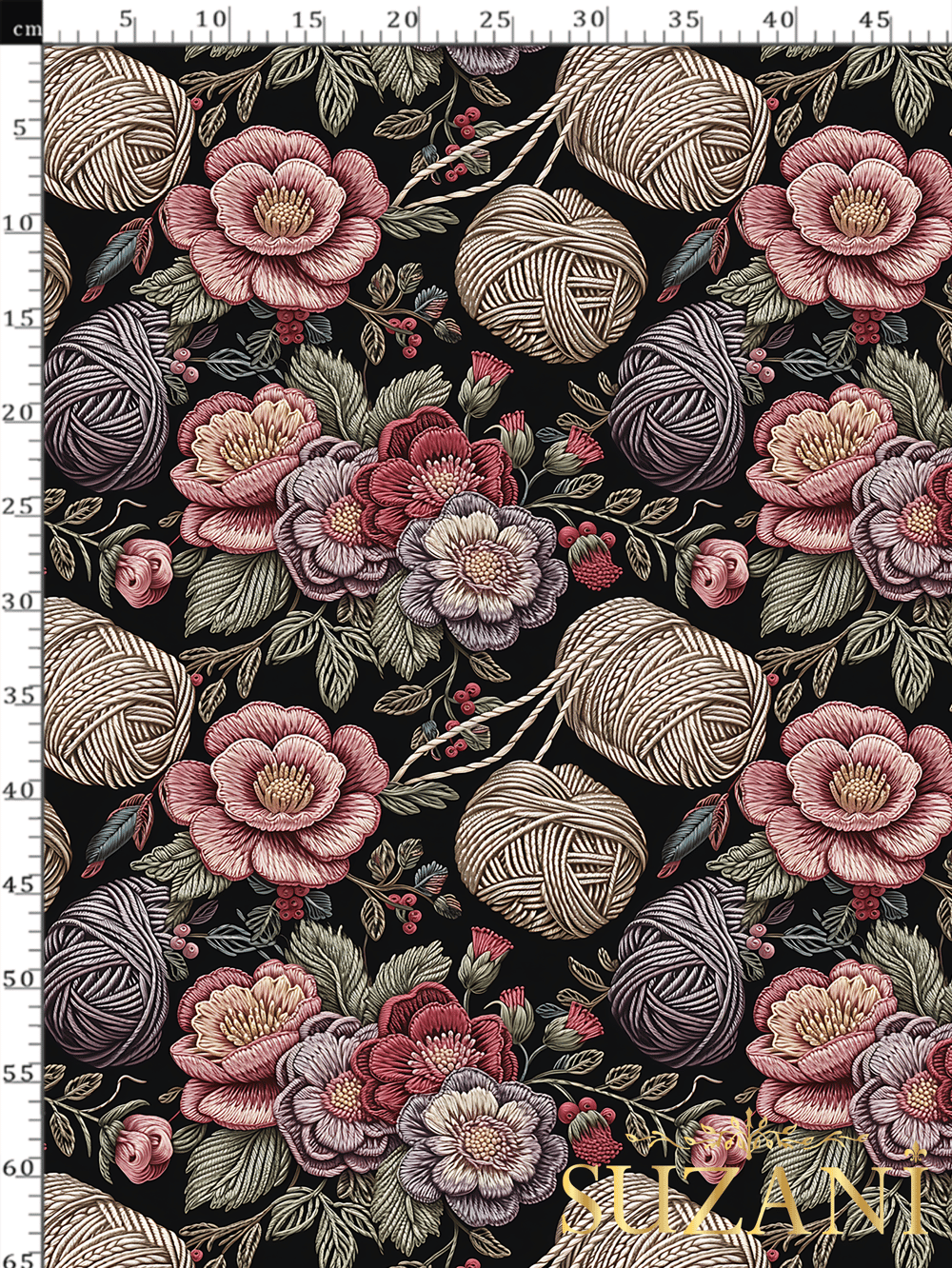 3D İplik Çiçek Desenli Dijital Baskılı Kumaş