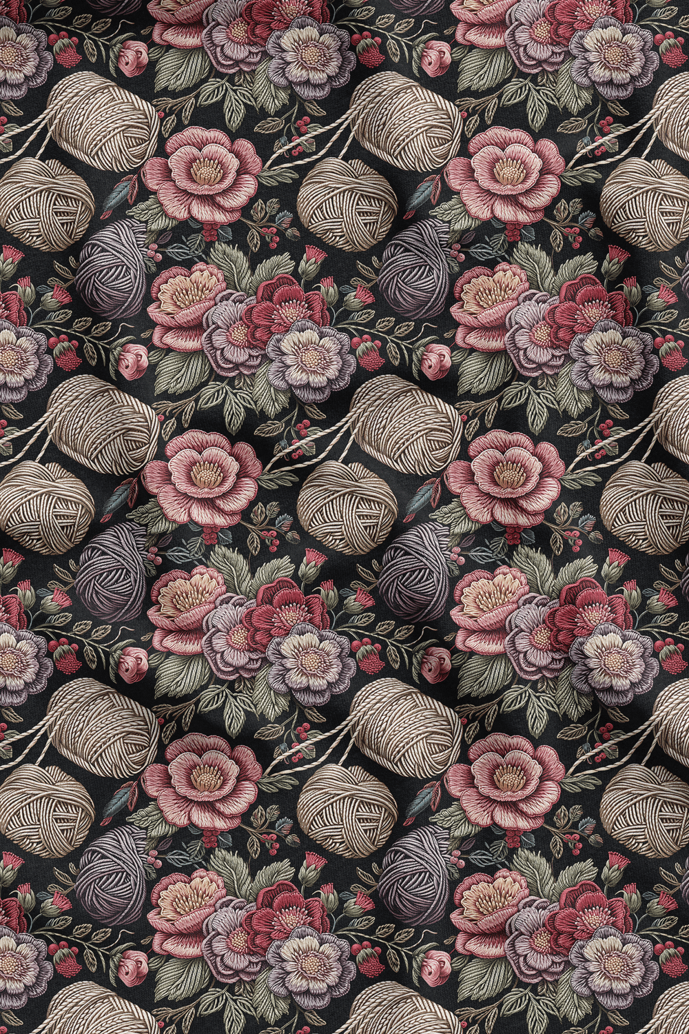 3D İplik Çiçek Desenli Dijital Baskılı Kumaş