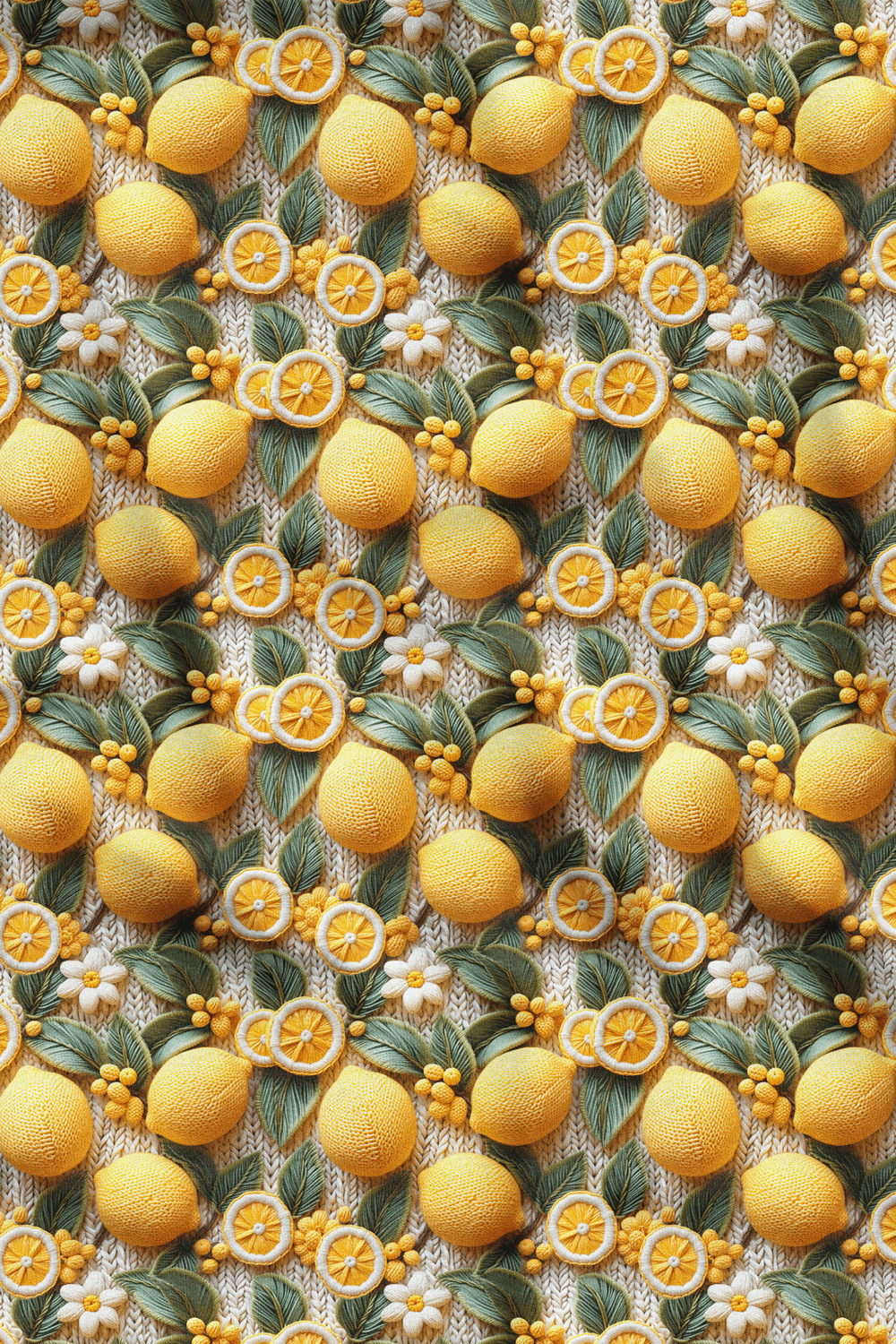 3D Limon Desenli Dijital Baskılı Kumaş