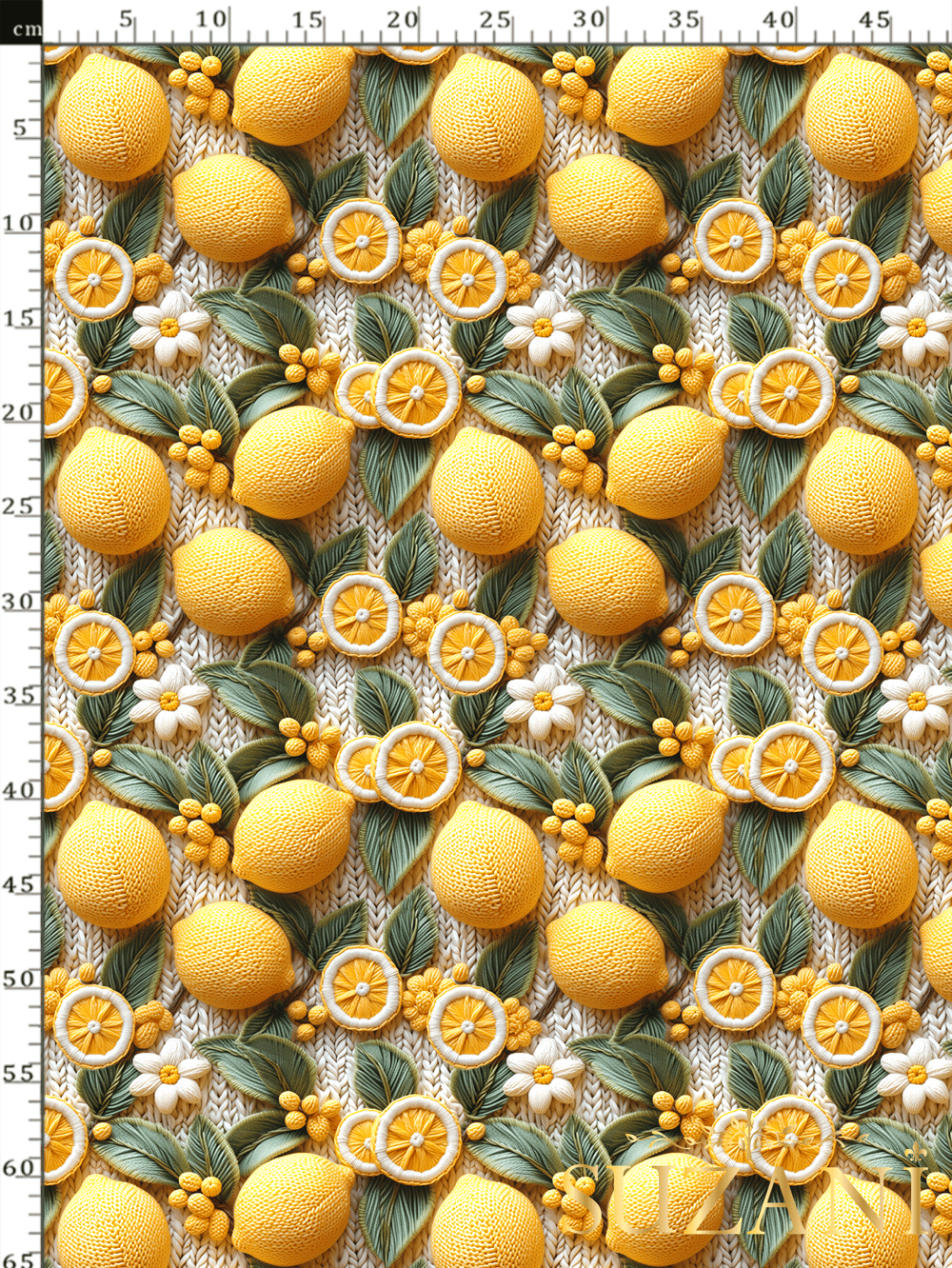 3D Limon Desenli Dijital Baskılı Kumaş