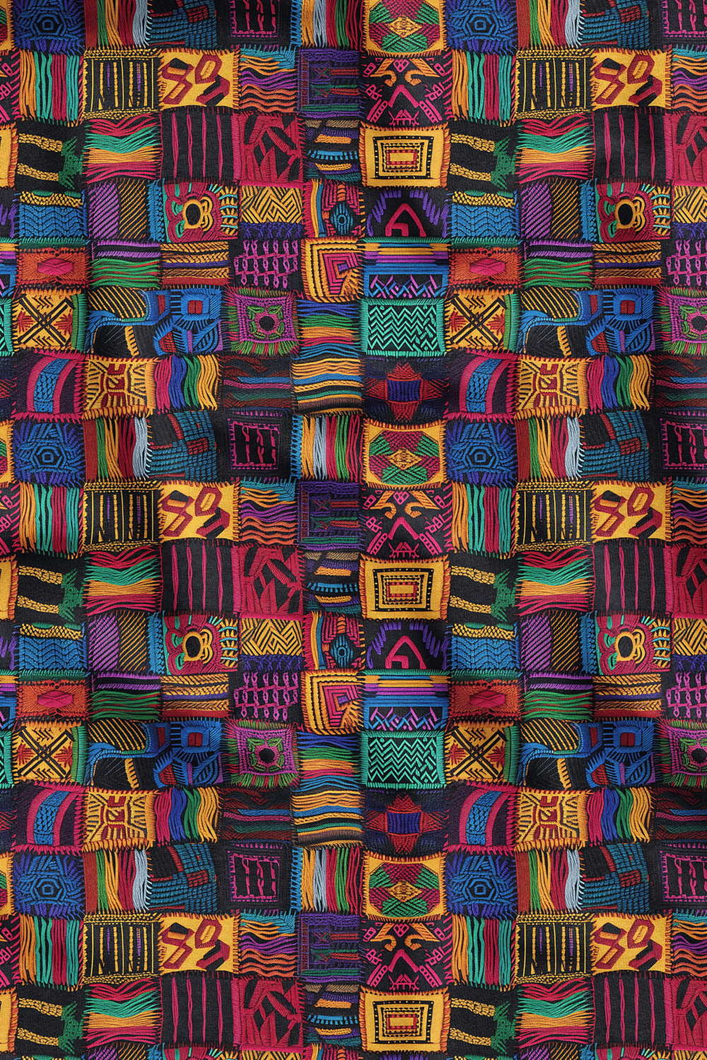 3D Renkli Patchwork Desenli Dijital Baskılı Kumaş