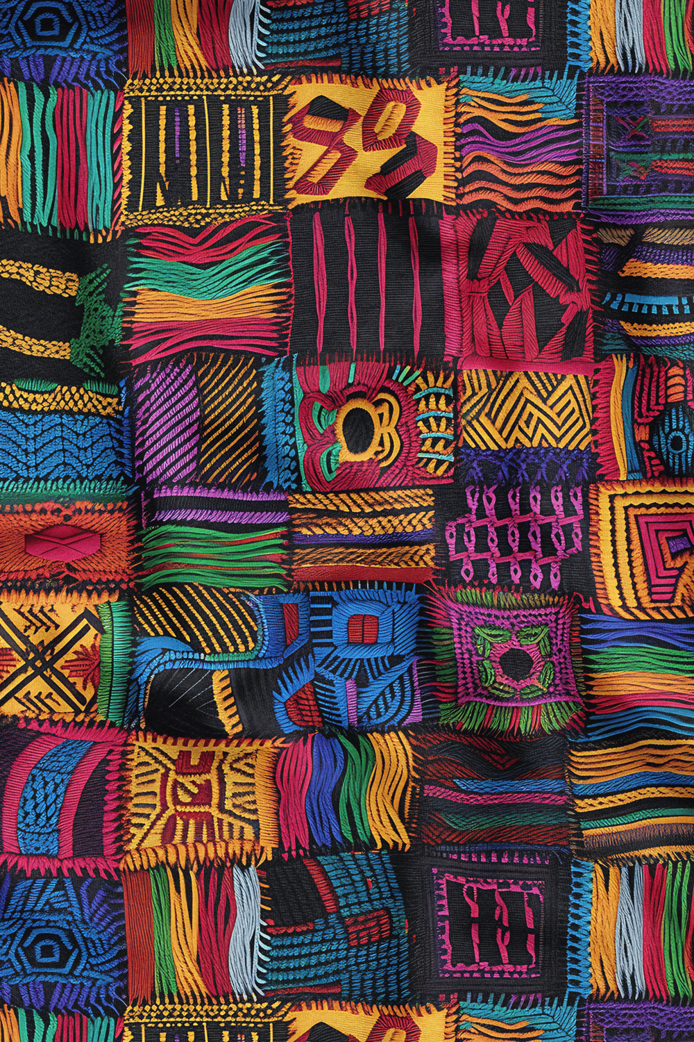 3D Renkli Patchwork Desenli Dijital Baskılı Kumaş