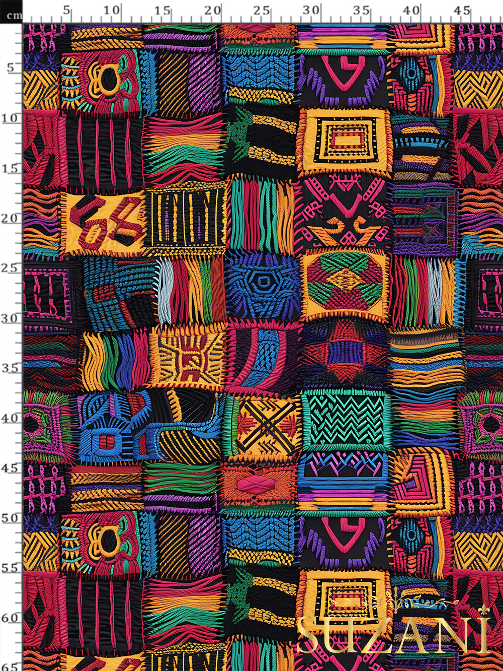 3D Renkli Patchwork Desenli Dijital Baskılı Kumaş