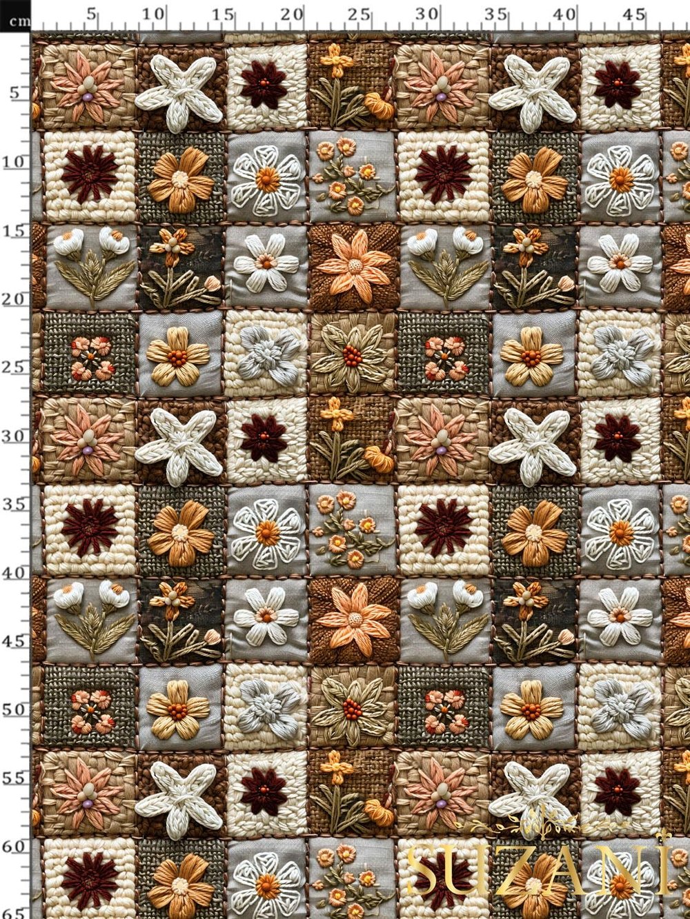 3D Sonbahar Patchwork Desenli Dijital Baskılı Kumaş