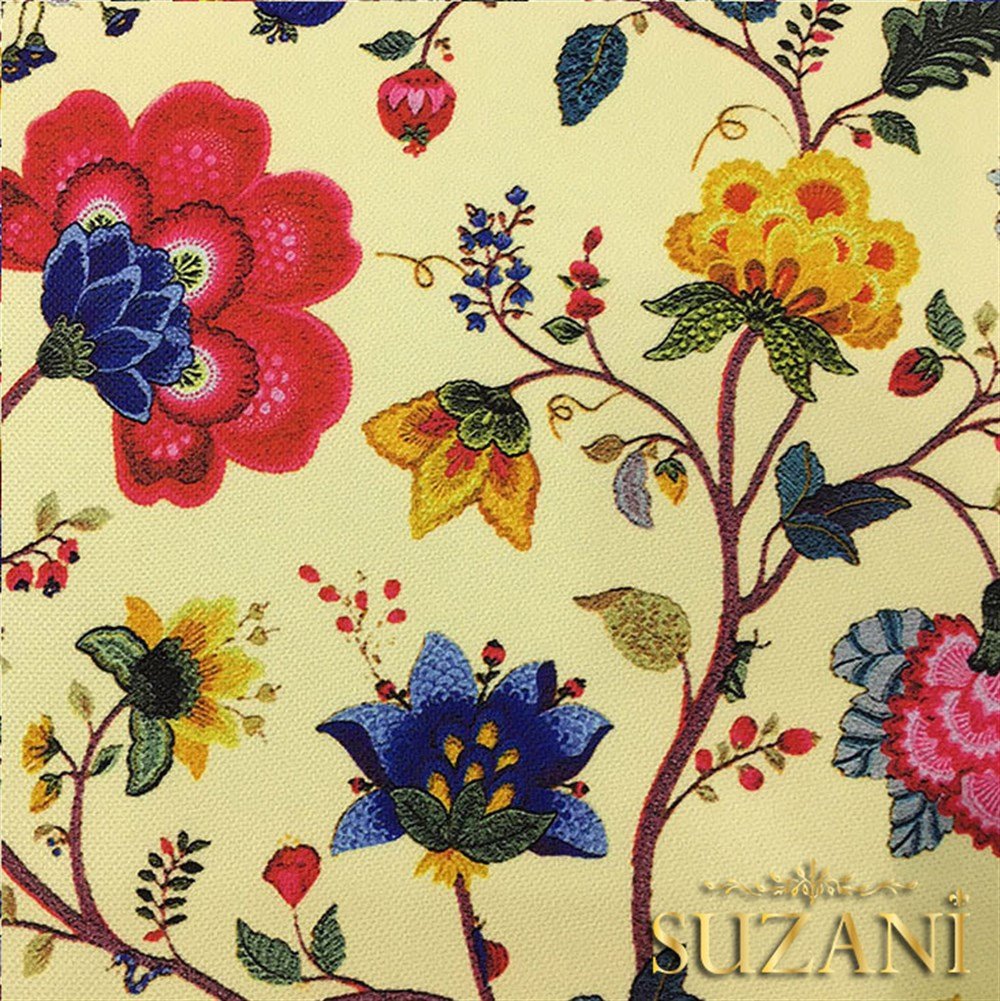 Açık Sarı Zemin Çiçekli Kumaş