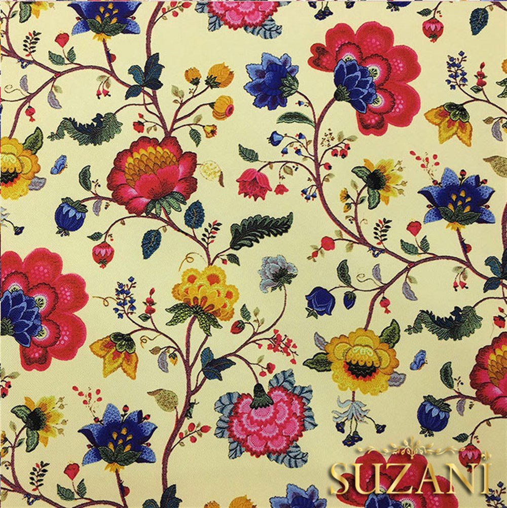 Açık Sarı Zemin Çiçekli Kumaş