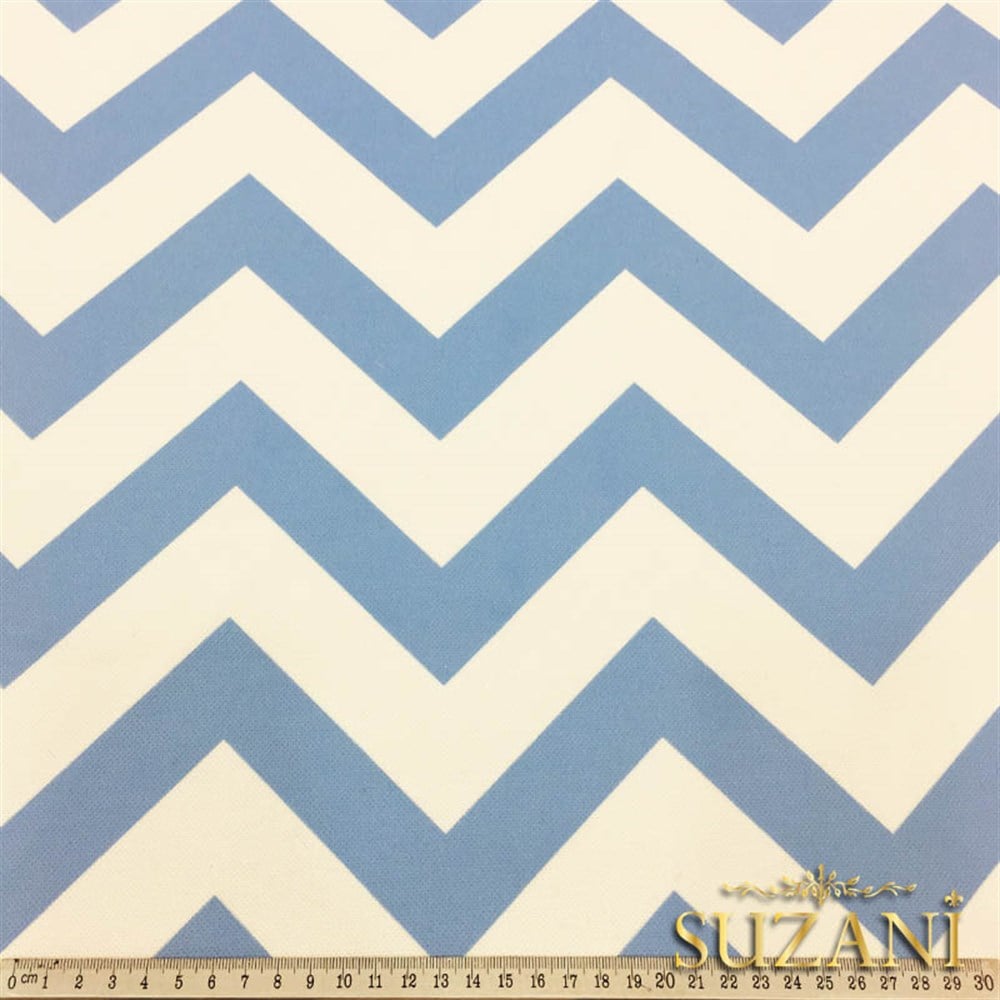 Bebe Mavi Zigzag Döşemelik Kumaş