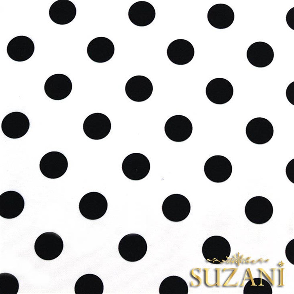 Beyaz Üzeri Siyah Büyük Puanlı Kumaş