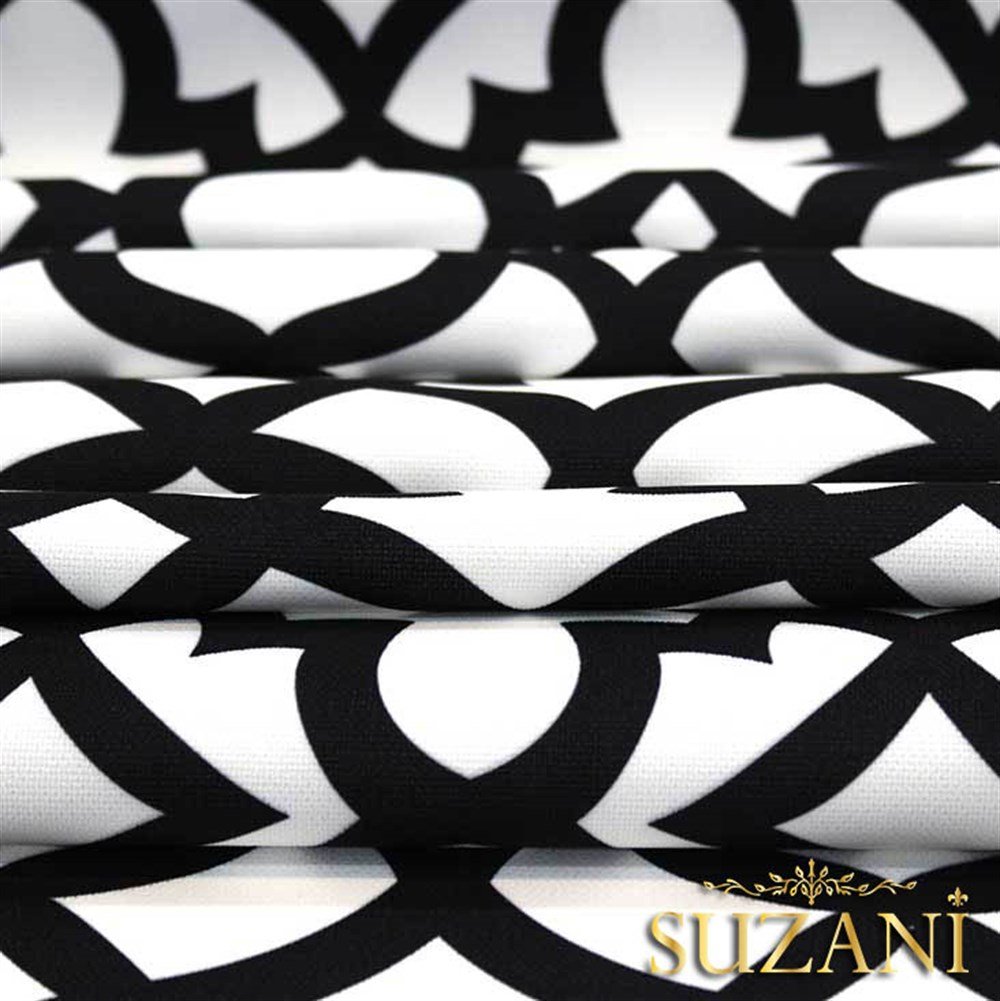 Beyaz Üzeri Siyah Ottoman Desenli Kumaş