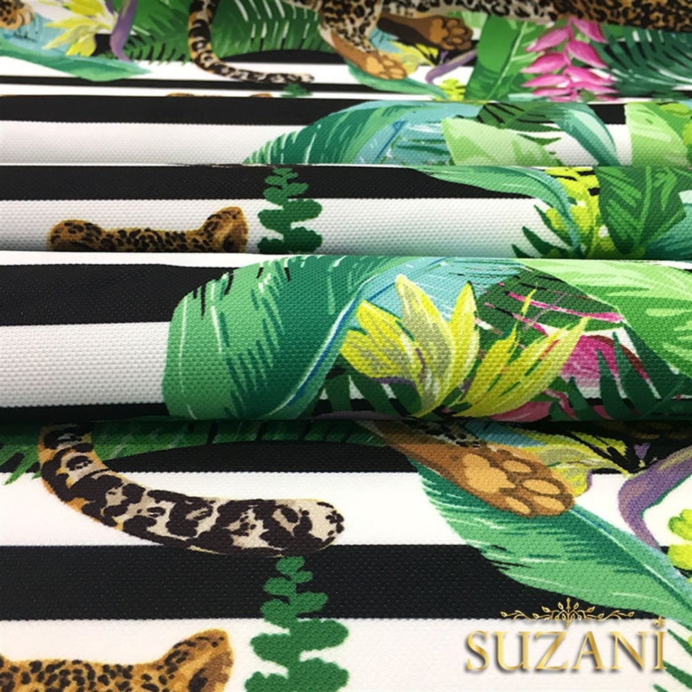 Çizgili Leopar Figürlü Kumaş