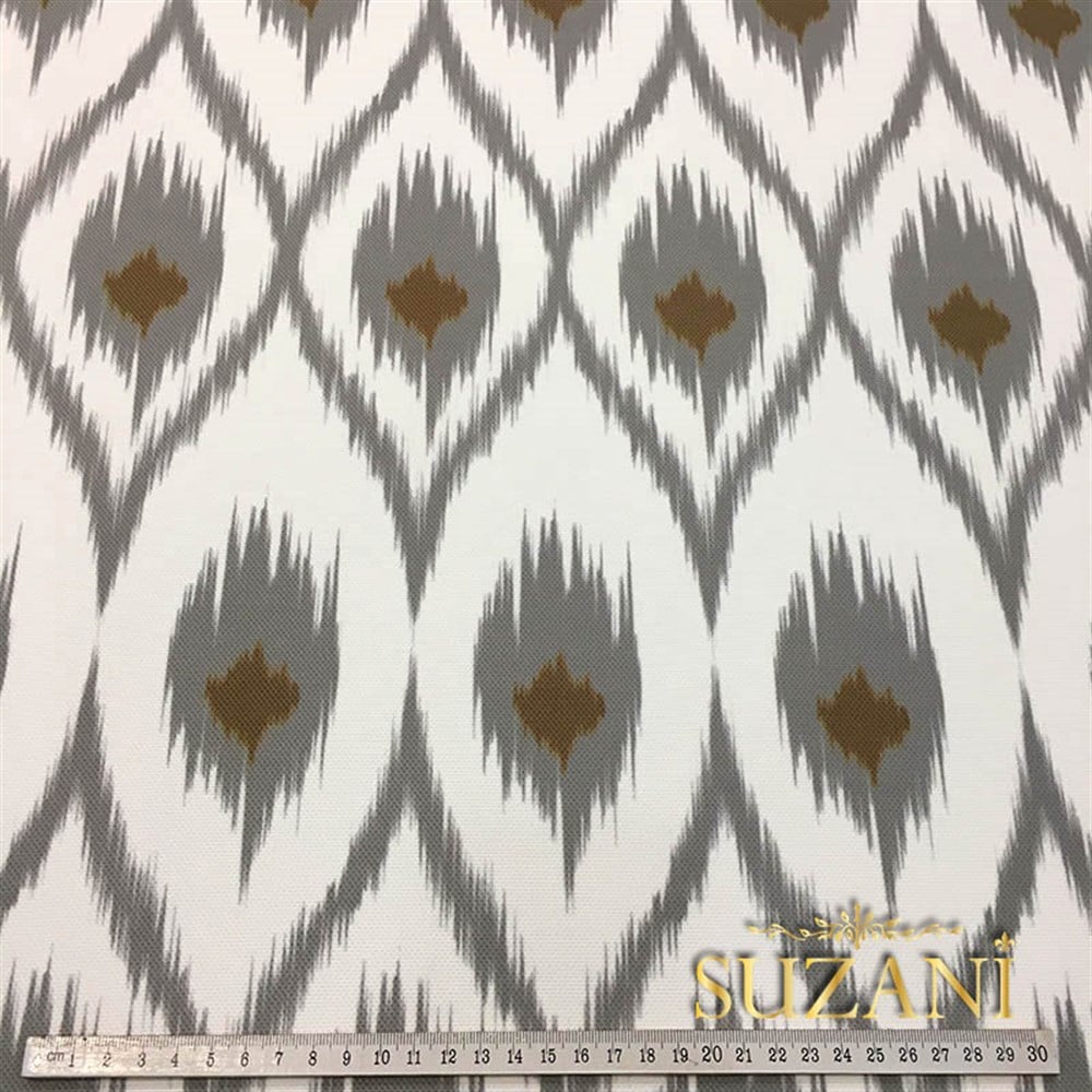 Kahve Gri İkat Kumaş