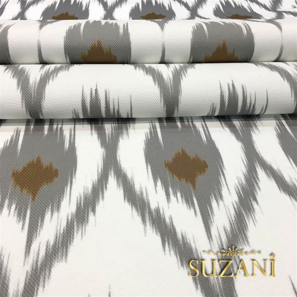 Kahve Gri İkat Kumaş