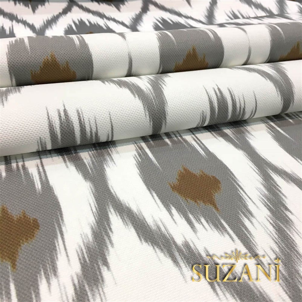 Kahve Gri İkat Kumaş