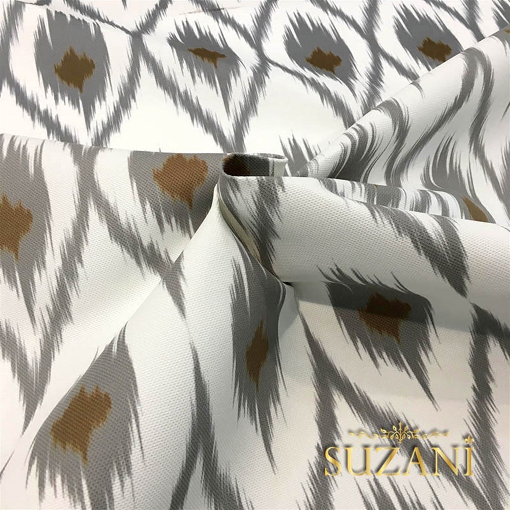 Kahve Gri İkat Kumaş