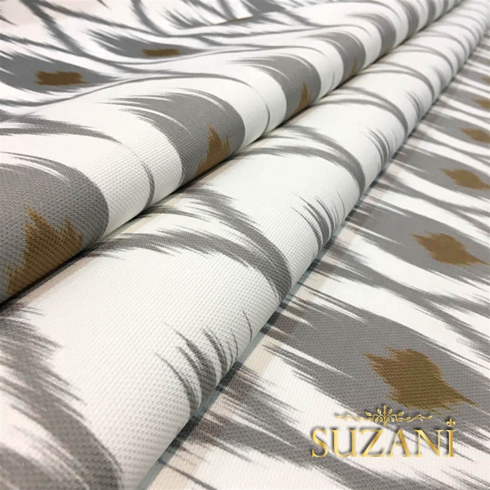 Kahve Gri İkat Kumaş