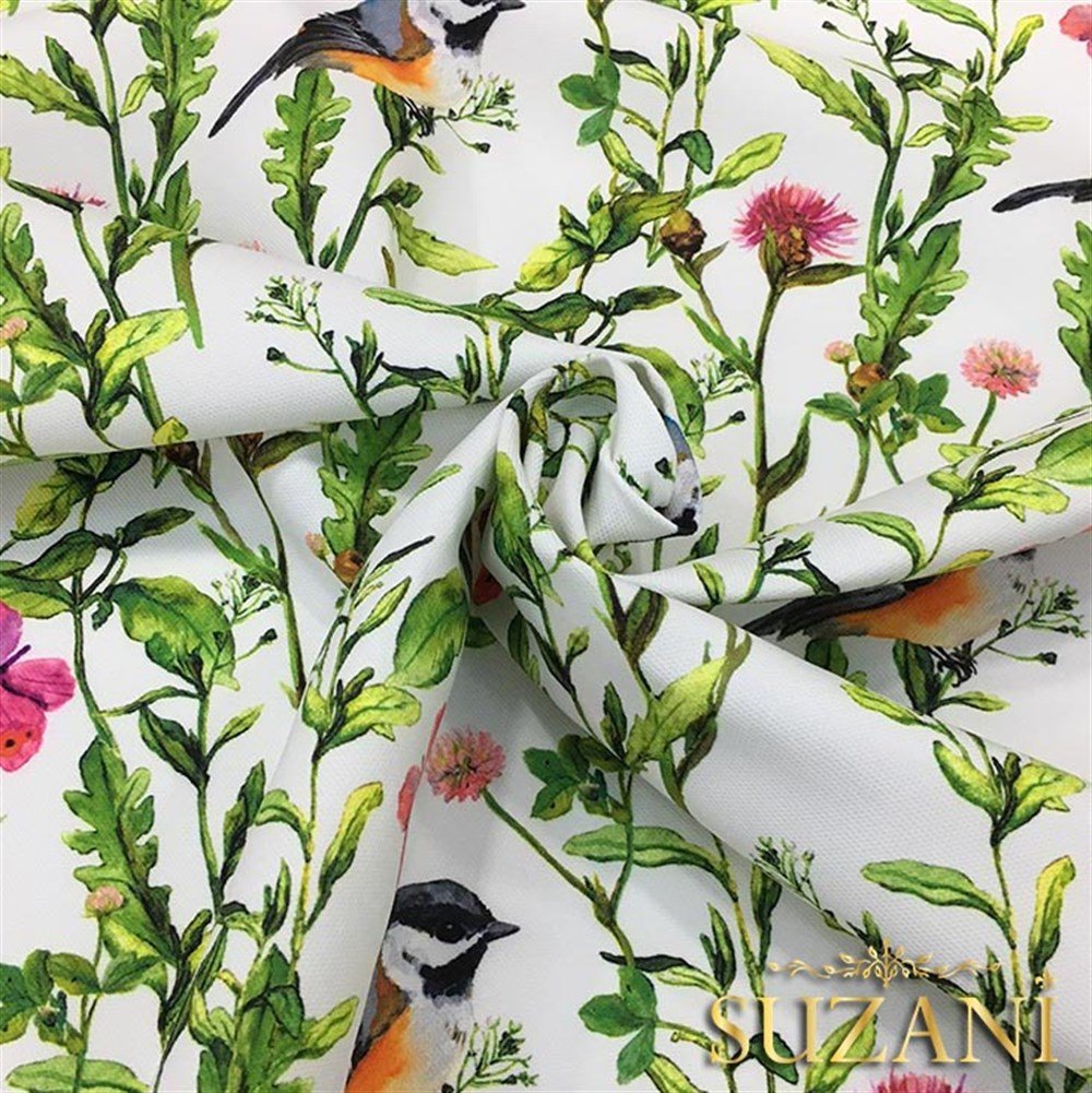 Kuşlu Kelebekli Kumaş