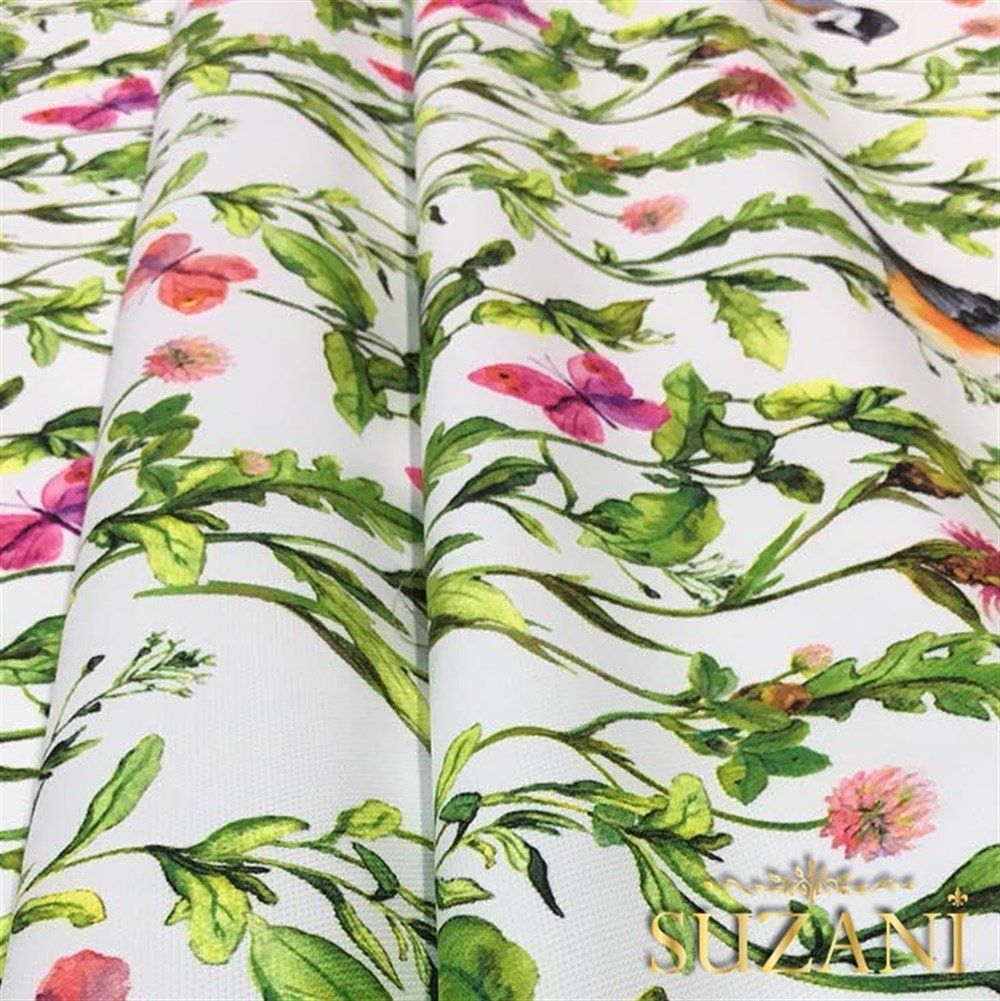 Kuşlu Kelebekli Kumaş