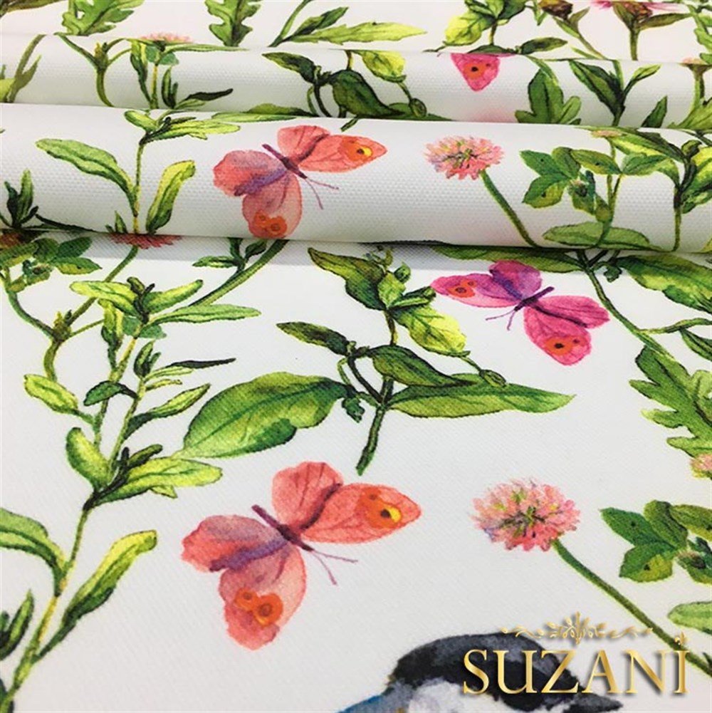 Kuşlu Kelebekli Kumaş