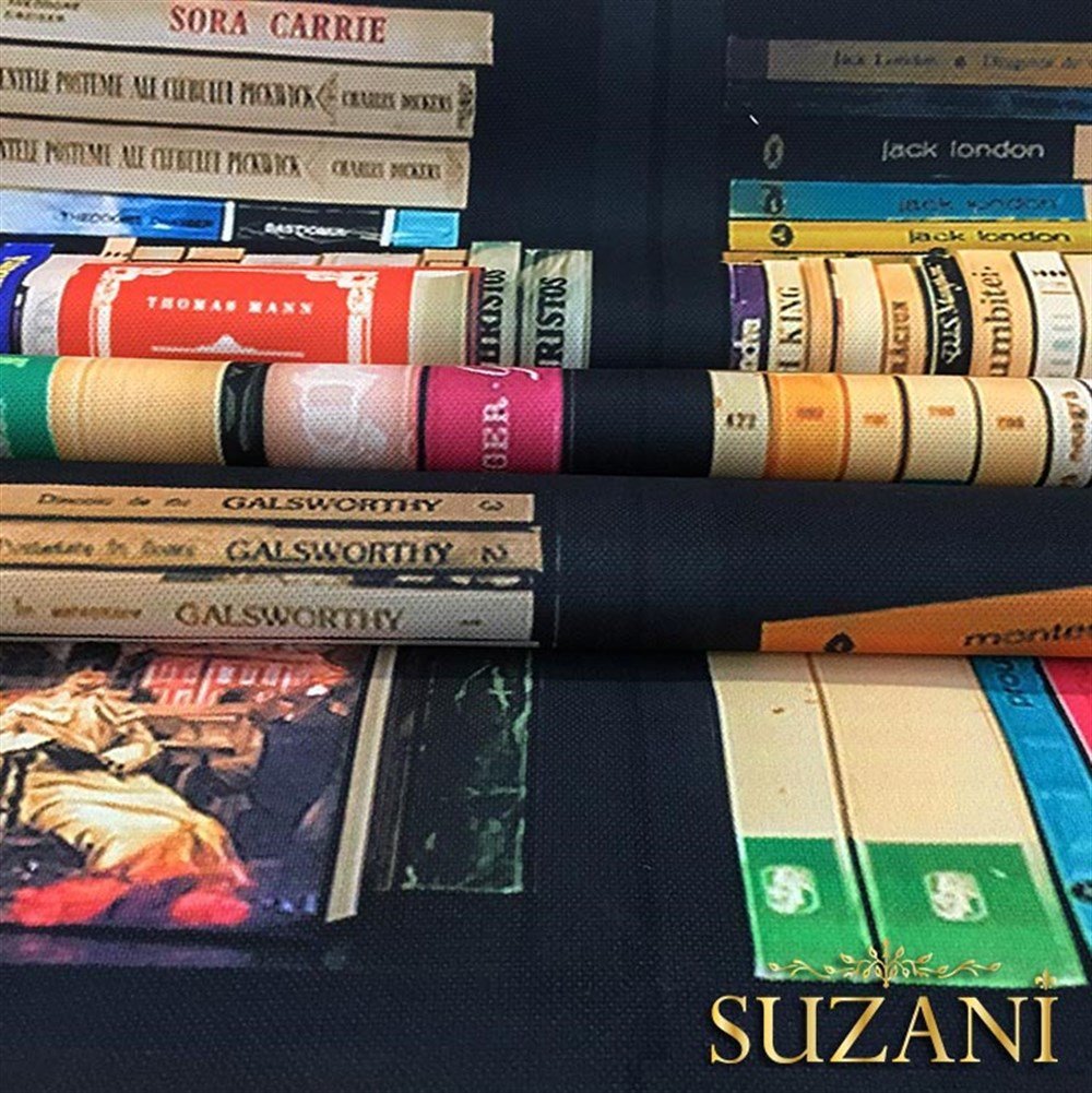 Kütüphane Desenli Kumaş