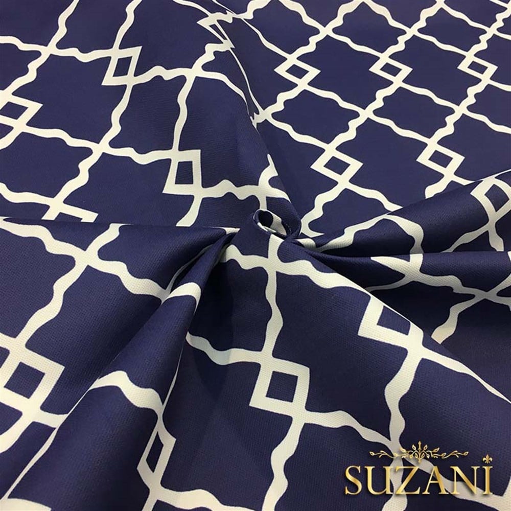 Lacivert Zemin Denizci Örgü Desenli Kumaş