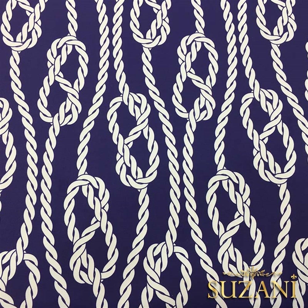 Lacivert Zemin Gemici Düğümü Desenli Kumaş