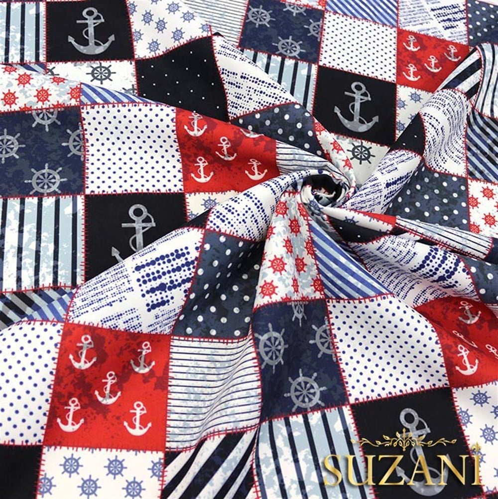 Marin Patchwork Desenli Kumaş