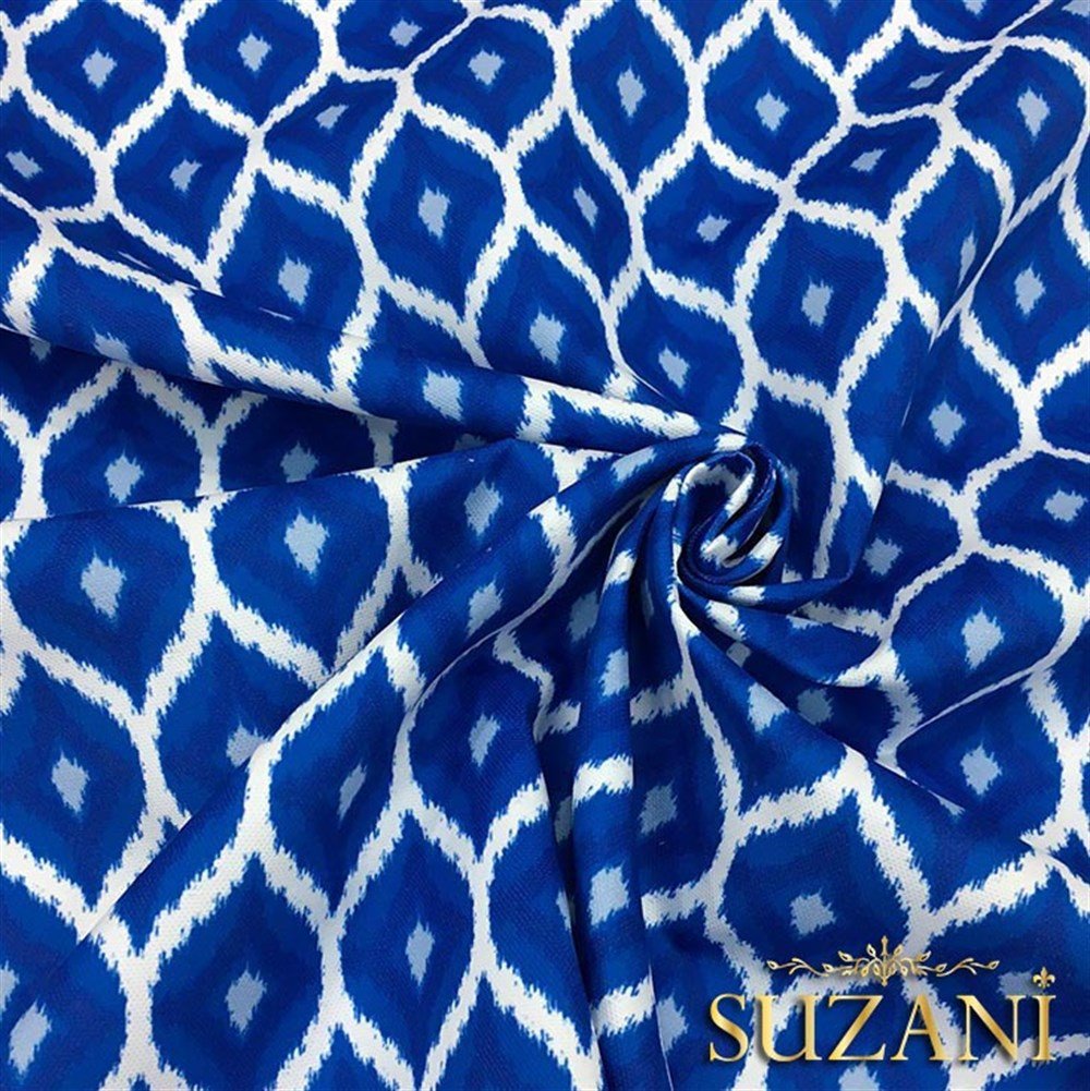 Mavi Damla Desenli Kumaş