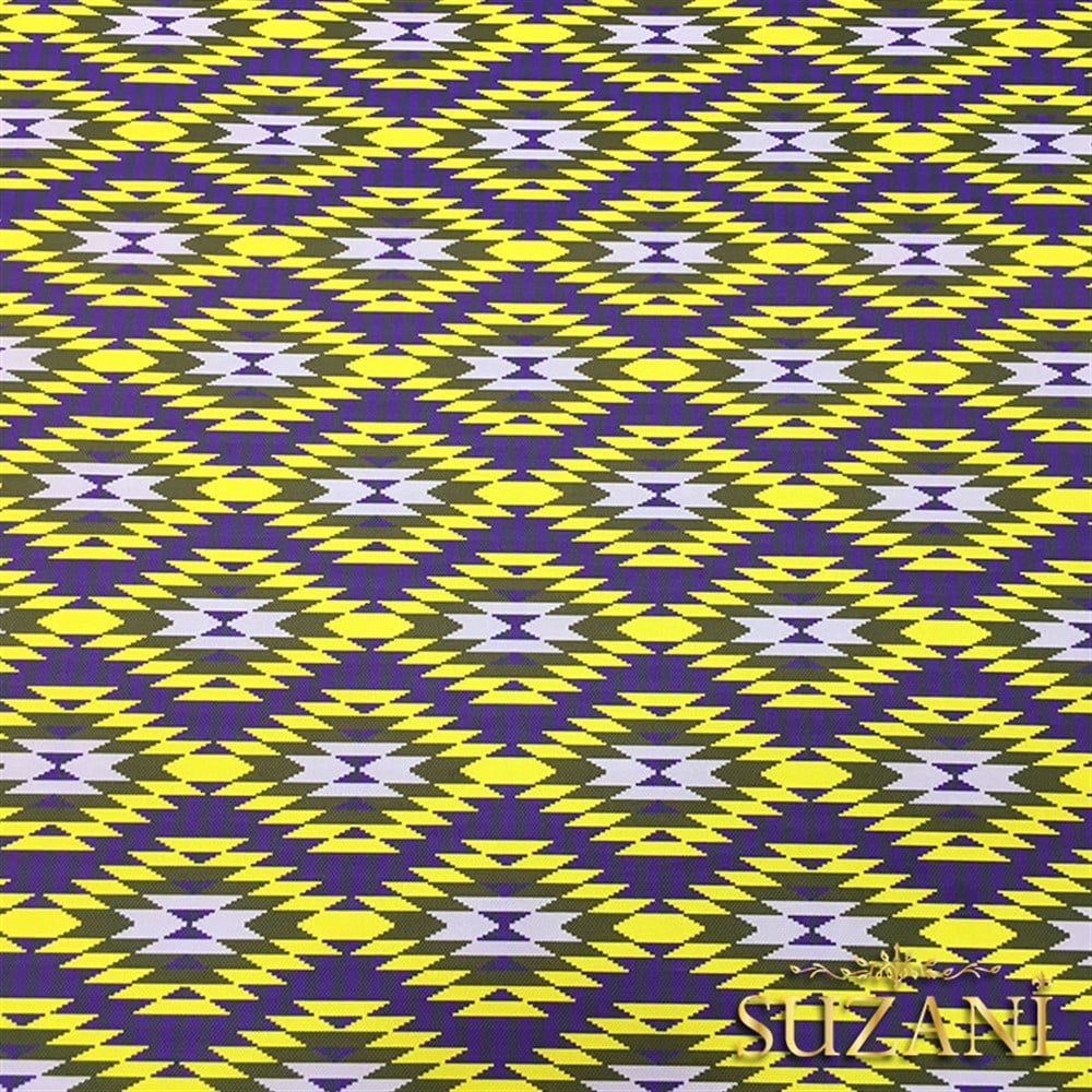 Mor Sarı Kilim Desenli Kumaş