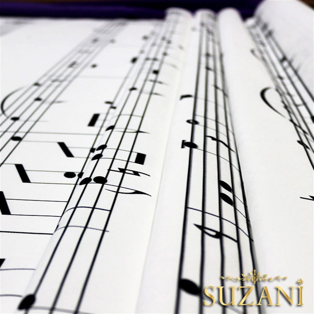 Müzik Notaları Desenli Kumaş