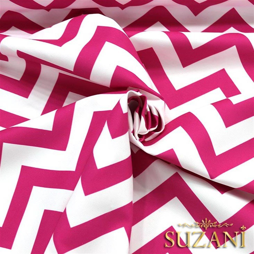 Fuşya Zigzag Desenli Kumaş