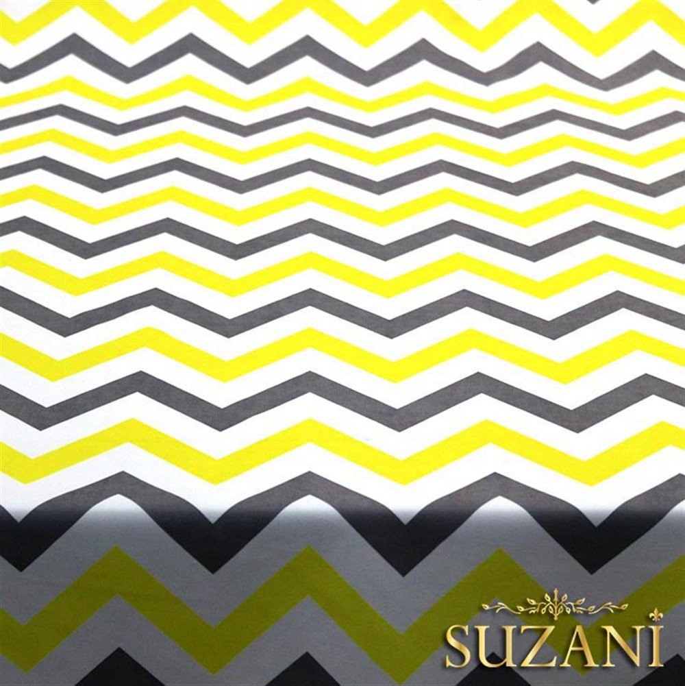Sarı-Gri Zigzag Desenli Kumaş