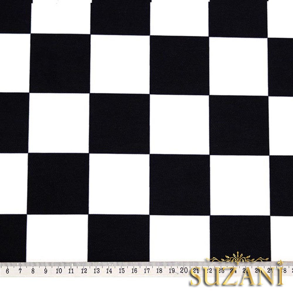 Siyah Beyaz Büyük Kareli Damalı Kumaş