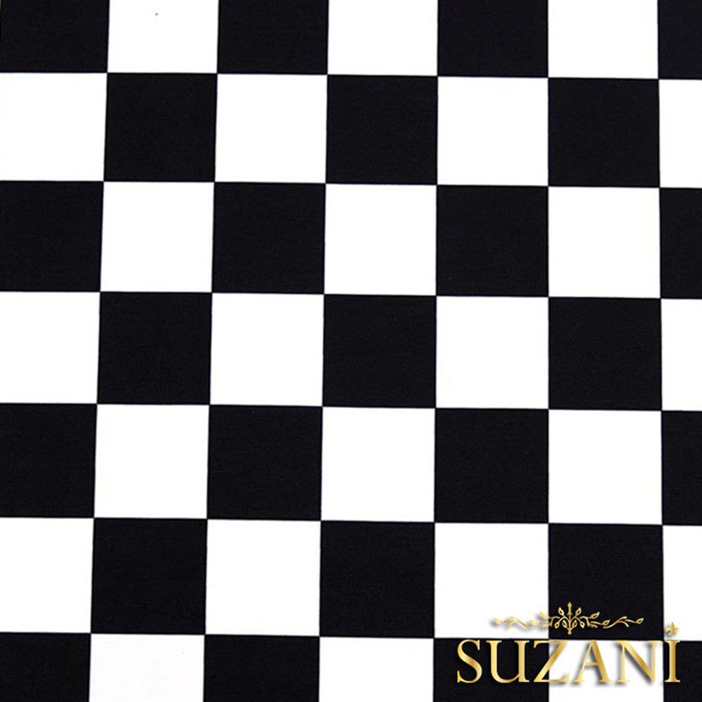 Siyah Beyaz Büyük Kareli Damalı Kumaş