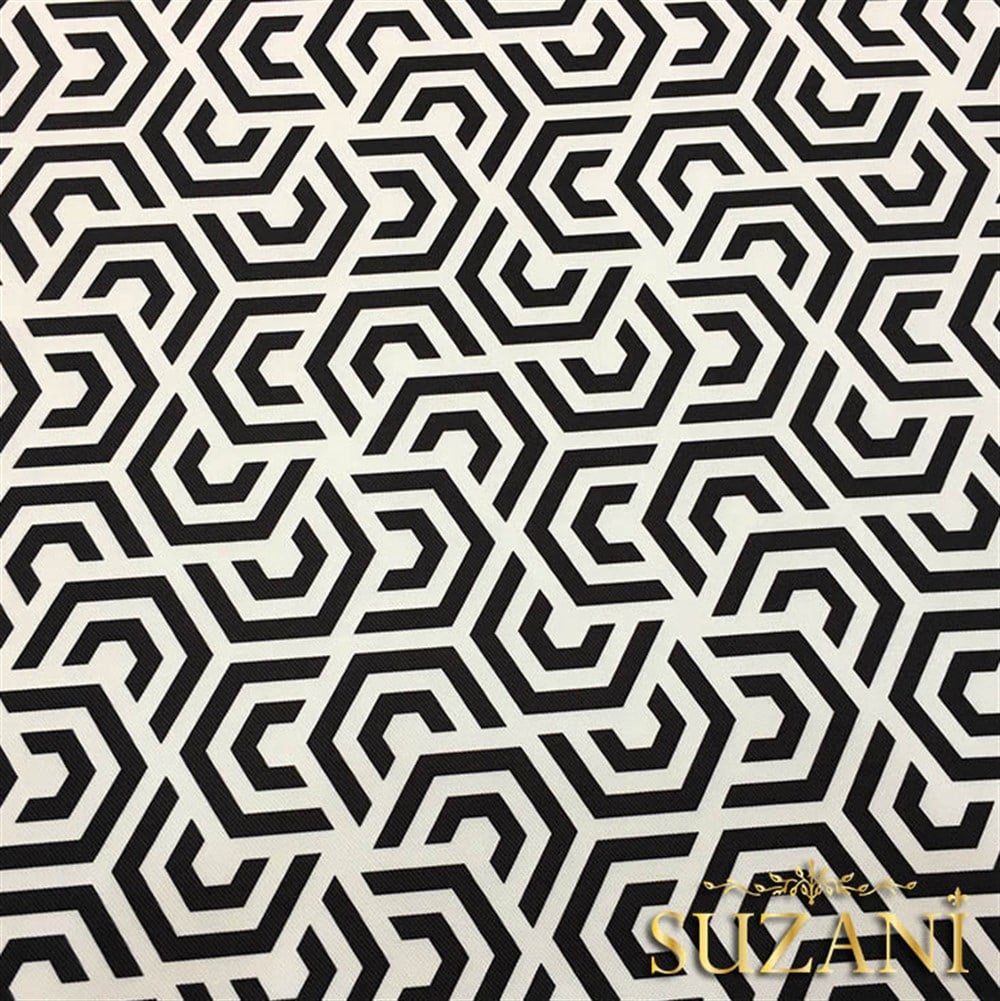 Siyah Beyaz Geometrik Desenli Kumaş