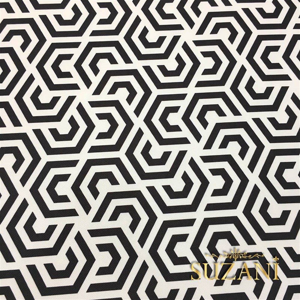 Siyah Beyaz Geometrik Desenli Kumaş