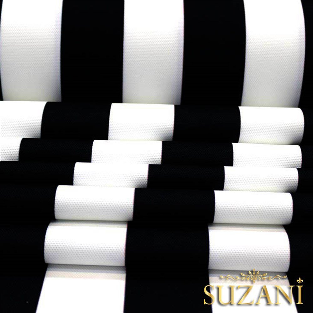 Siyah Beyaz Kalın Dikey Çizgili Kumaş