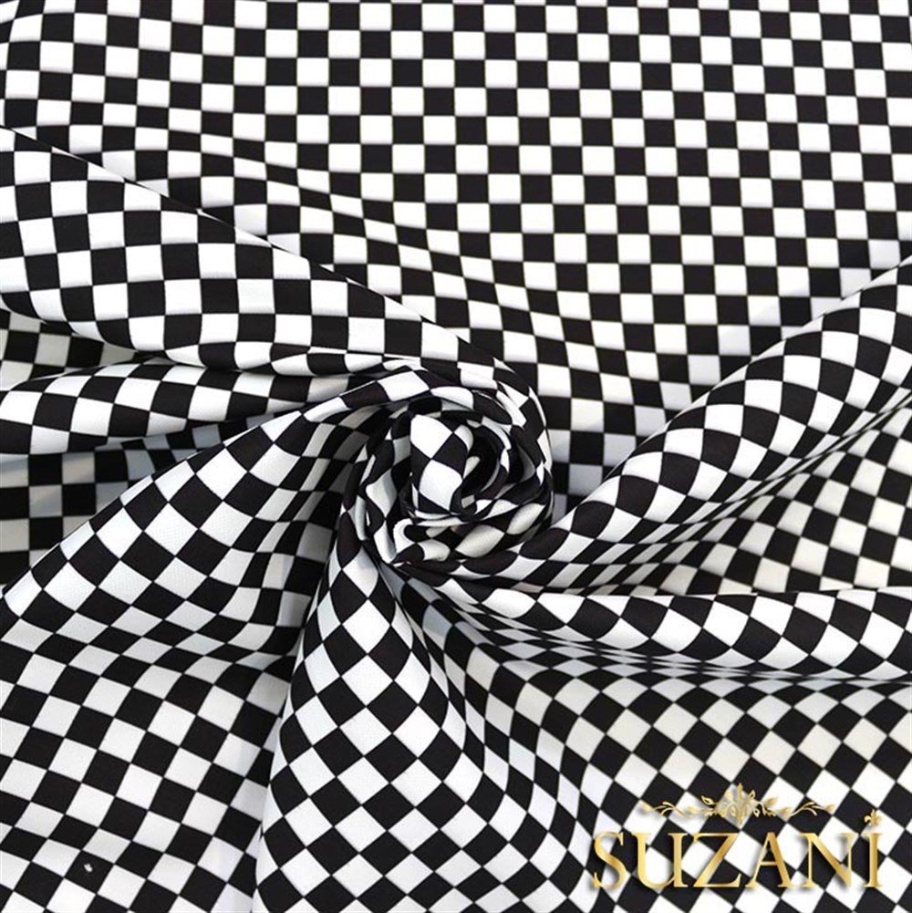 Siyah Beyaz Küçük Kareli Damalı Kumaş