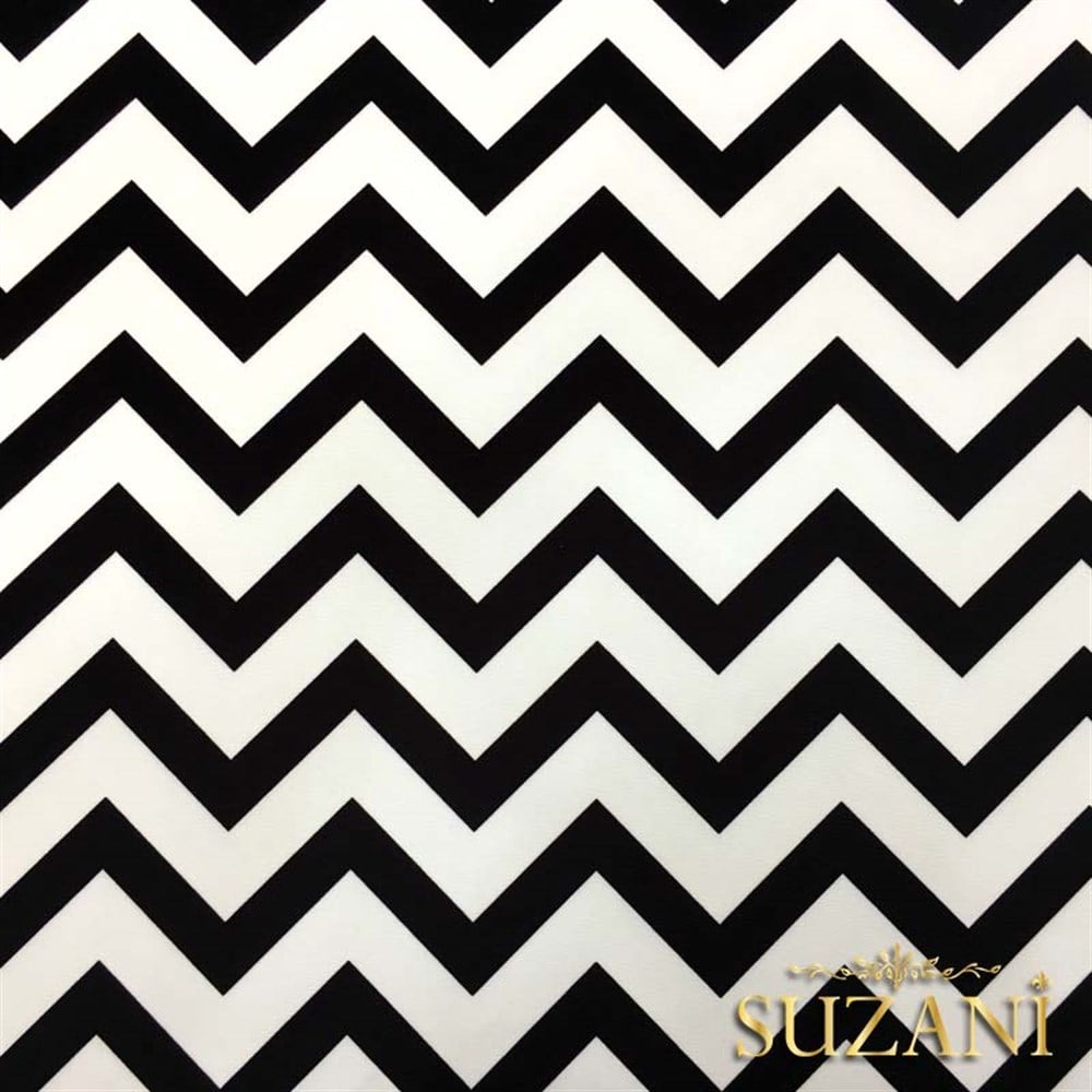 Siyah Beyaz Zigzag Döşemelik Kumaş