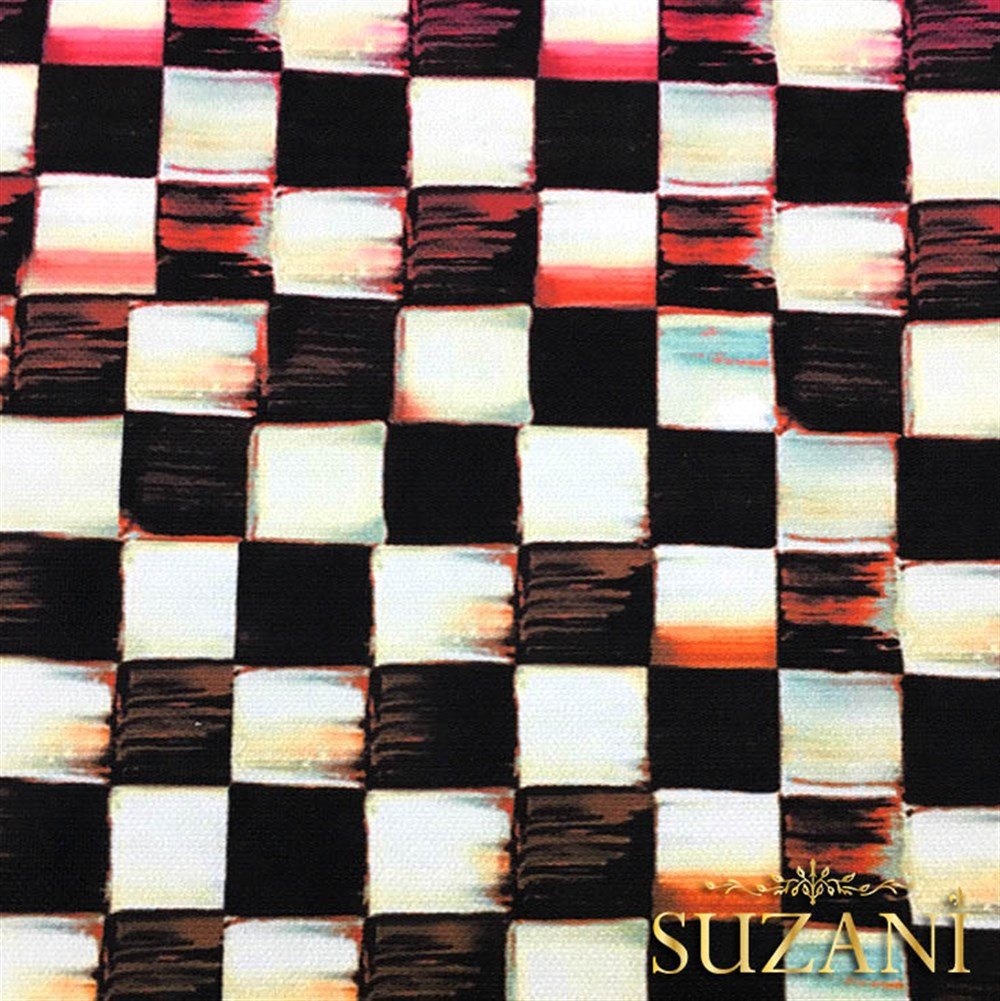 Suluboya Efektli Kareli Kumaş