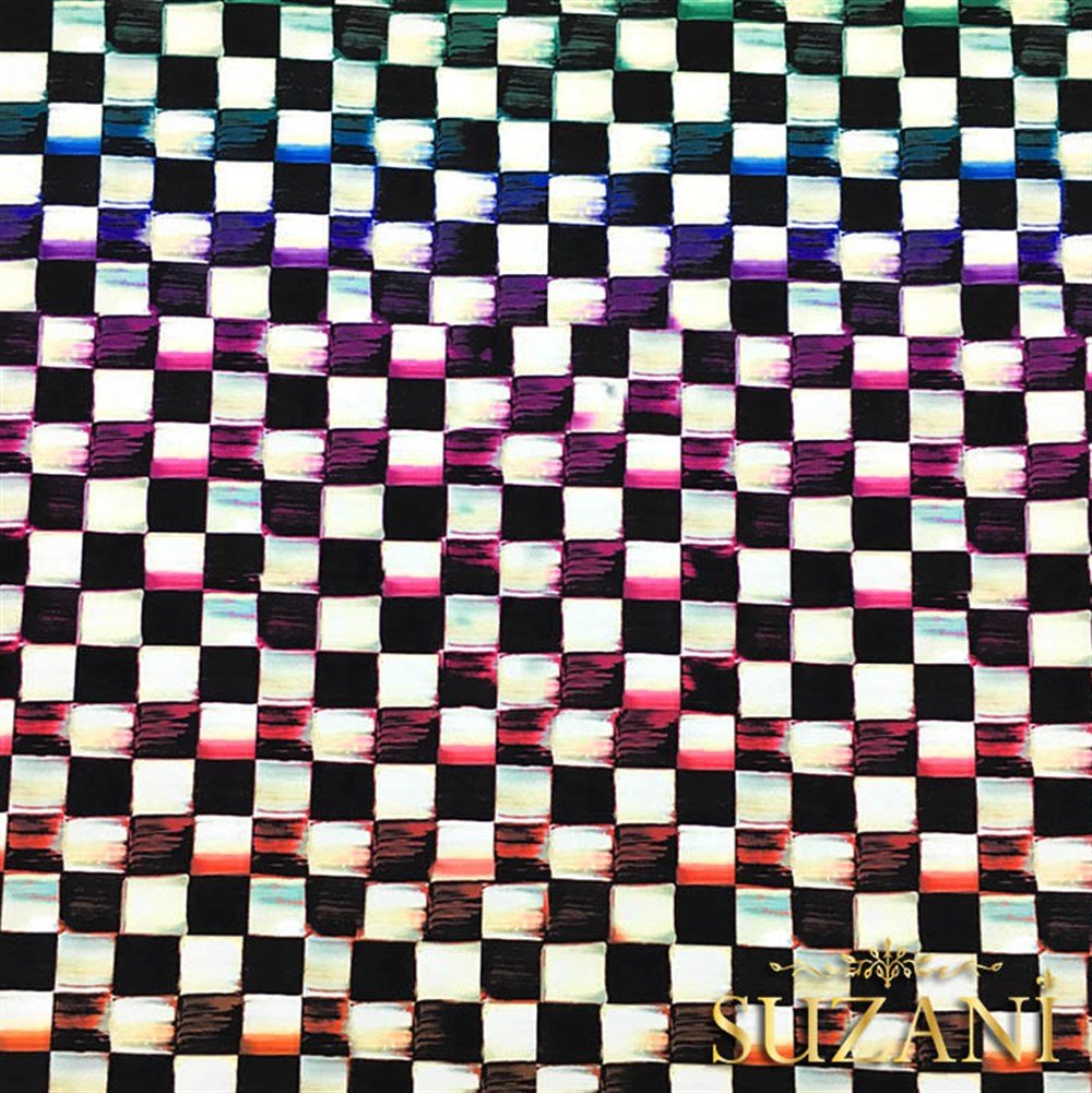 Suluboya Efektli Kareli Kumaş