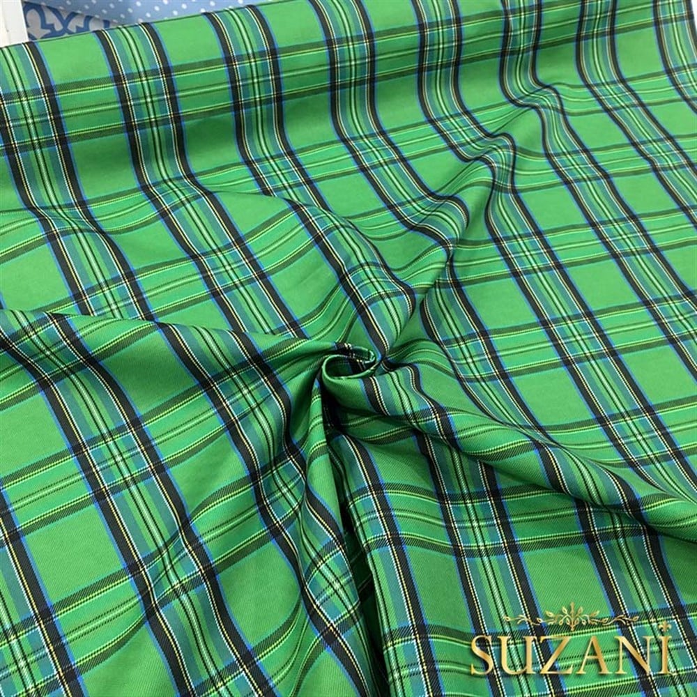 Yeşil Ekose Döşemelik Kumaş